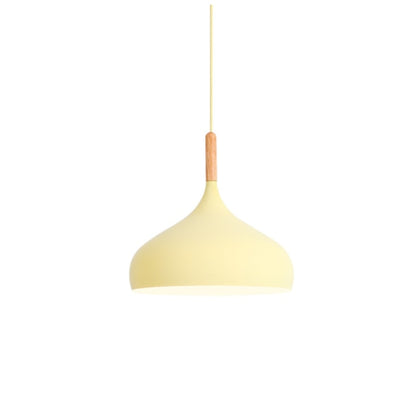 Suspension LED en Métal Coloré et Bâton en Bois Nordic - Élégance Scandinave Moderne