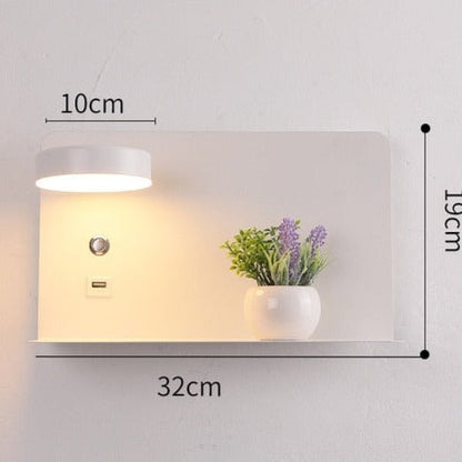 Applique Murale avec Tablette, Lampe LED et Port USB – GALLIA