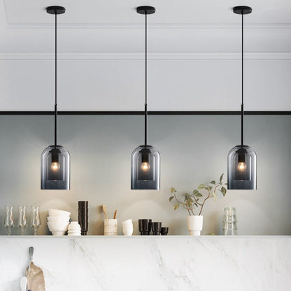 Lampes Suspendues Mica Style Mid-Century – Double Verre Coloré et Finition Élégante