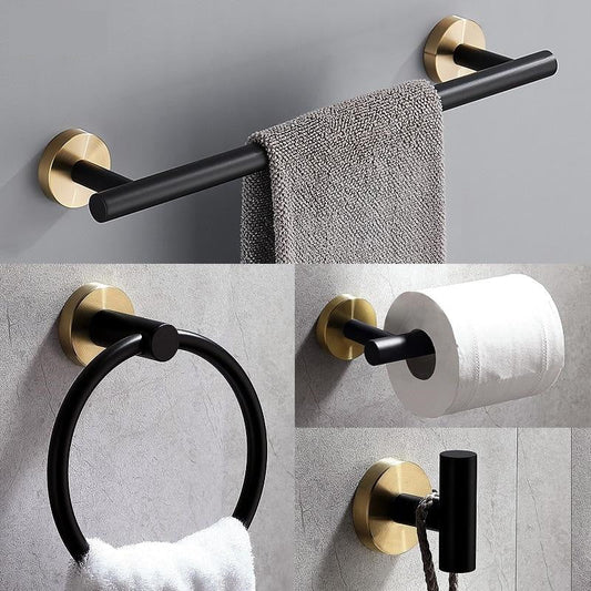 Accessoires Salle de Bain Inox – Noir & Or Brossé