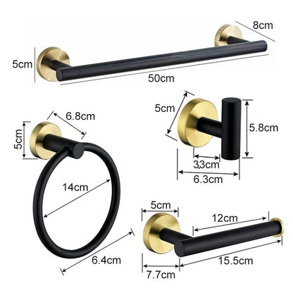 Accessoires Salle de Bain Inox – Noir & Or Brossé