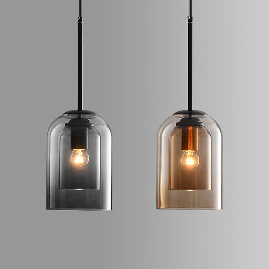 Suspension Mica Mi-Siècle avec Double Abat-Jour en Verre – Élégance Rétro pour Intérieurs Modernes