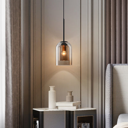 Lampes Suspendues Mica Style Mid-Century – Double Verre Coloré et Finition Élégante
