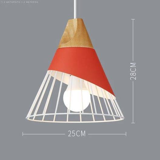 Nordic – Suspension en Métal Coloré et Bois aux Formes Modernes