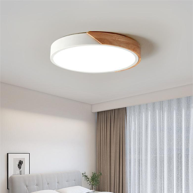 Nordic Wooden Macaroon | Plafonnier Circulaire en Bois | Éclairage Élégant et Naturel