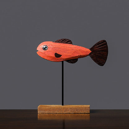 Sculpture Artisanale en Bois – Poisson d’Eau Douce Décoratif