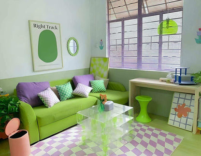 Tapis Damier Rétro Coloré – 7 Styles Antidérapants pour Salon ou Chambre