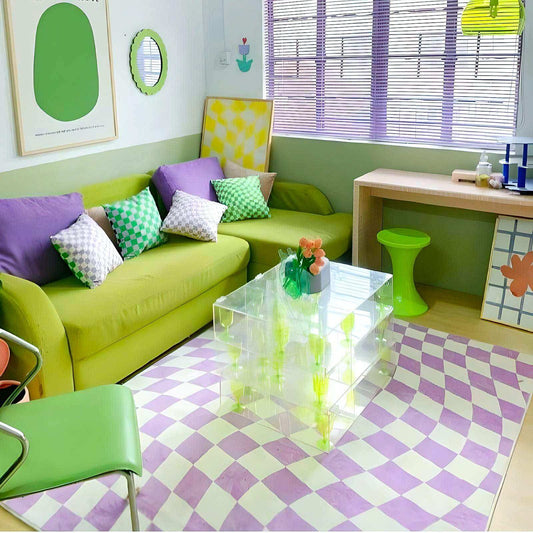 Tapis Damier Rétro Coloré – 7 Styles Antidérapants pour Salon ou Chambre