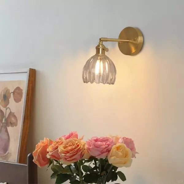 Retro Tulipe en Verre | Applique Murale en Verre en Forme de Bouton de Fleur Rétro