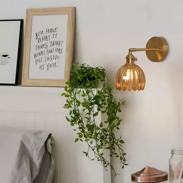 Retro Tulipe en Verre | Applique Murale en Verre en Forme de Bouton de Fleur Rétro