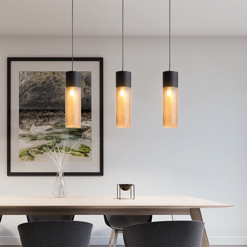 Suspension Renord, Verre Soufflé, Style Scandinave, Noir & Ambre