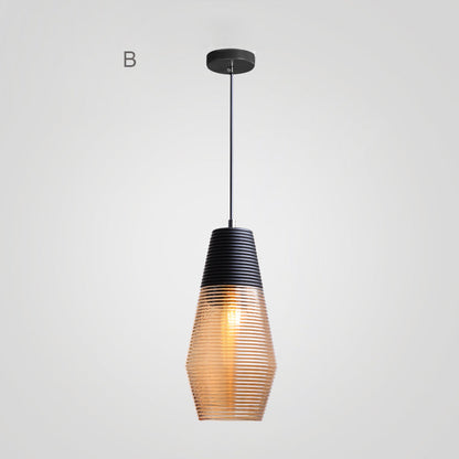 Suspension Renord, Verre Soufflé, Style Scandinave, Noir & Ambre