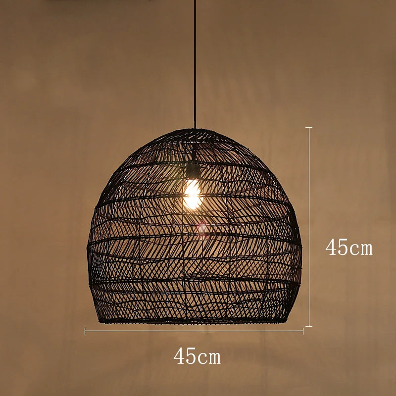 Suspension en Rotin Naturel ou Noir pour Intérieur