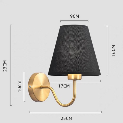 Applique Murale Vintage, Laiton Doré, Abat-Jour en Lin