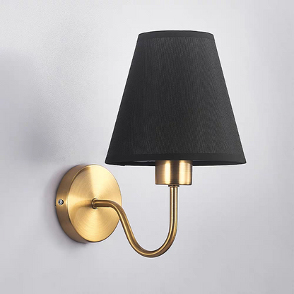 Applique Murale Vintage, Laiton Doré, Abat-Jour en Lin