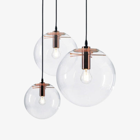 Suspension Boule Verre LED – Douille Rose Gold ou Noire