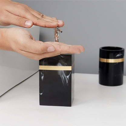 Ensemble d’Accessoires de Salle de Bain 8 Pièces – Élégance Noire et Dorée pour un Look Hôtelier
