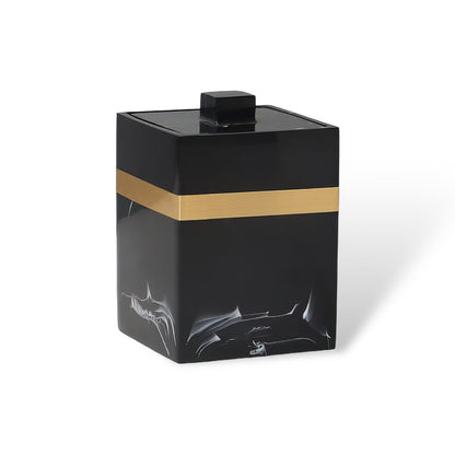 Ensemble d’Accessoires de Salle de Bain 8 Pièces – Élégance Noire et Dorée pour un Look Hôtelier