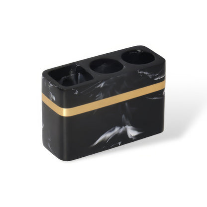 Ensemble d’Accessoires de Salle de Bain 8 Pièces – Élégance Noire et Dorée pour un Look Hôtelier