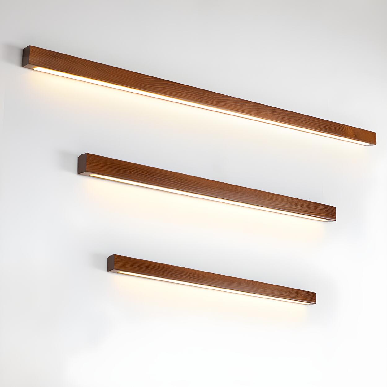 Applique Murale LED Linéaire en Bois Moderne