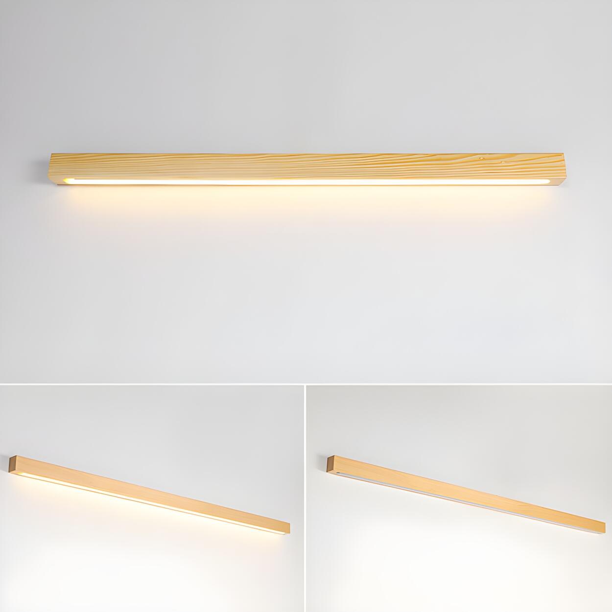 Applique Murale LED Linéaire en Bois Moderne