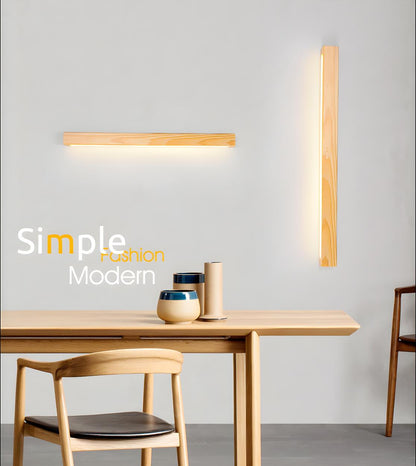 Applique Murale LED Linéaire en Bois Moderne