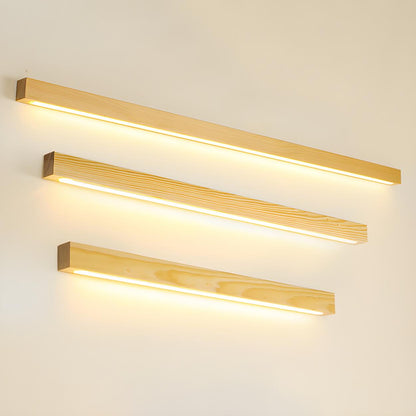 Applique Murale LED Linéaire en Bois Moderne