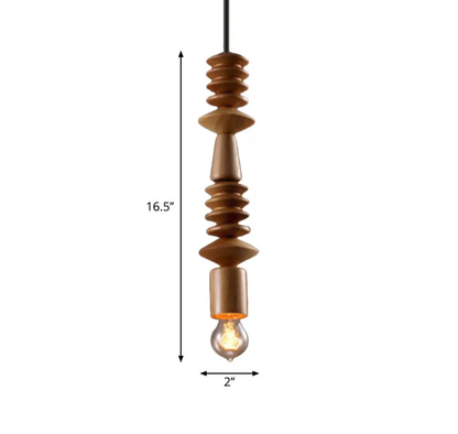 Suspension Bois Design Balustre, Ampoule Apparente