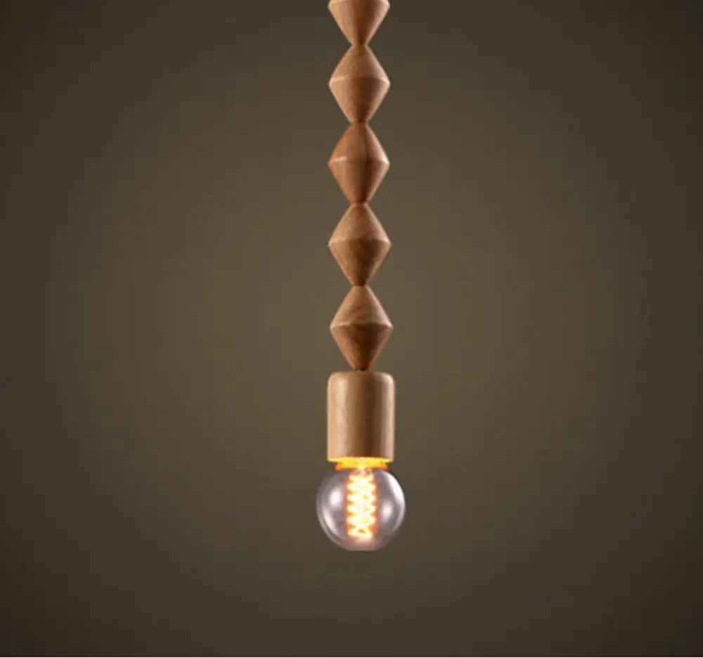 Suspension Bois Design Balustre, Ampoule Apparente