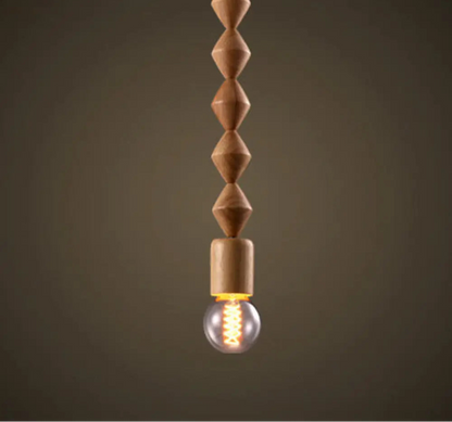 Suspension Bois Design Balustre, Ampoule Apparente