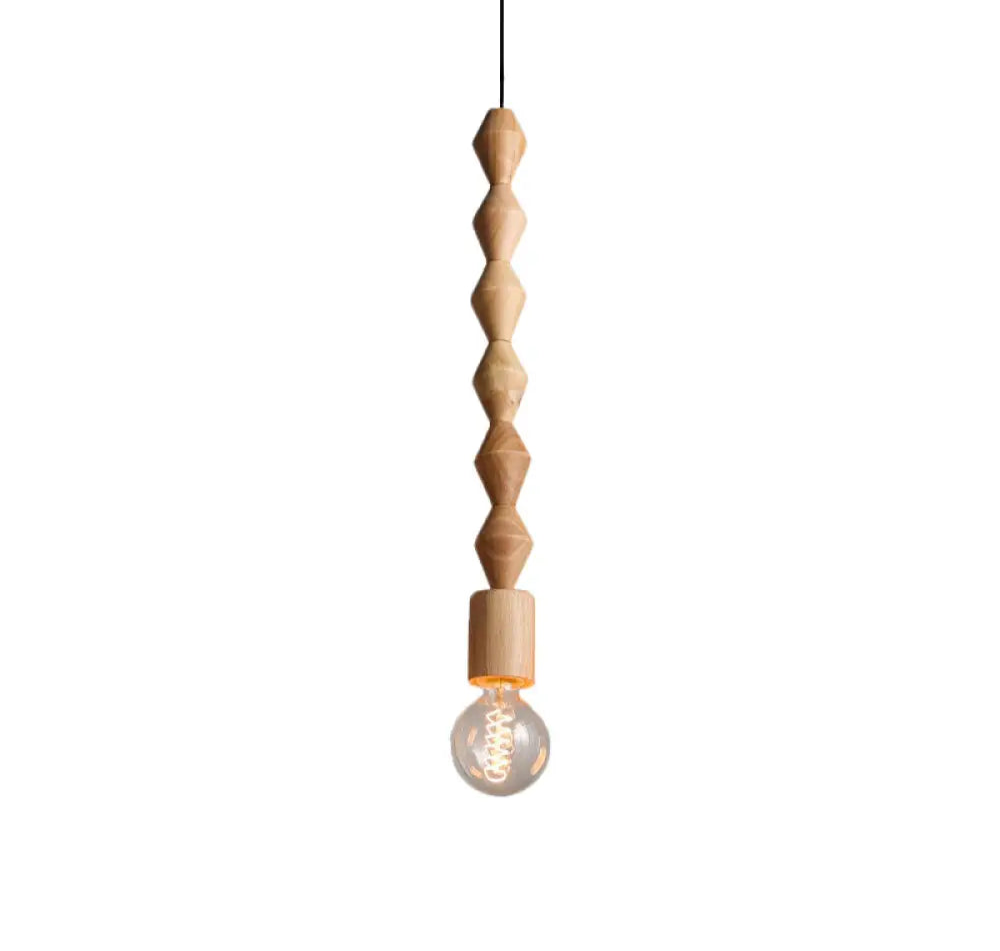 Suspension Bois Design Balustre, Ampoule Apparente