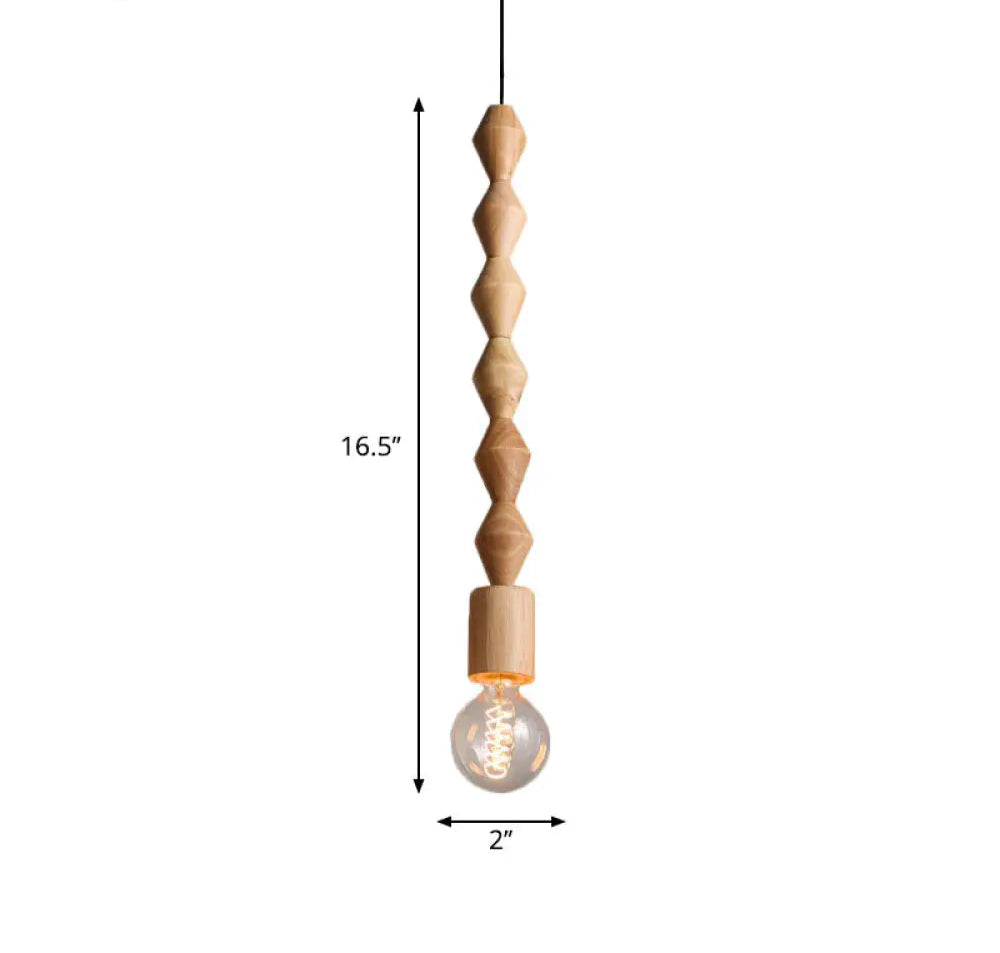 Suspension Bois Design Balustre, Ampoule Apparente