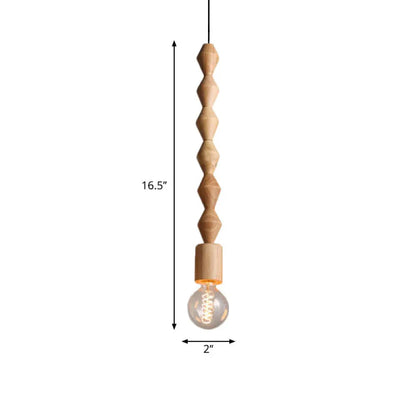 Suspension Bois Design Balustre, Ampoule Apparente
