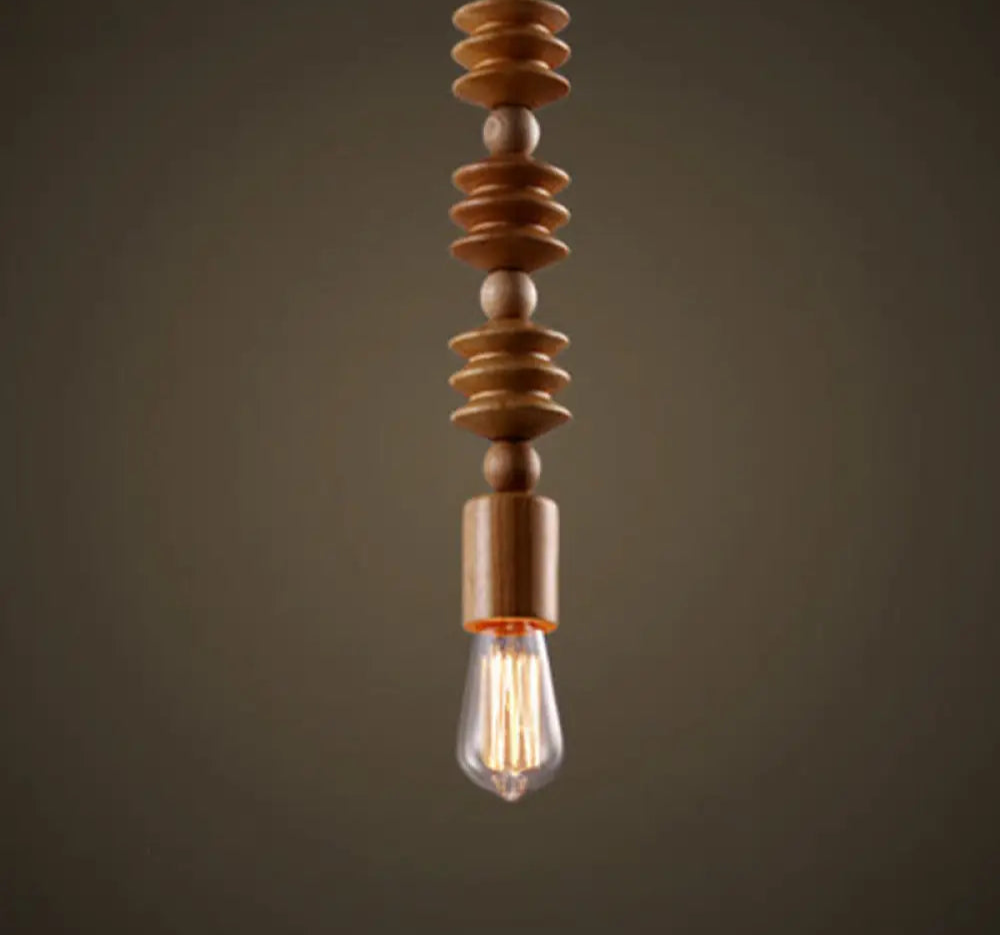 Suspension Bois Design Balustre, Ampoule Apparente