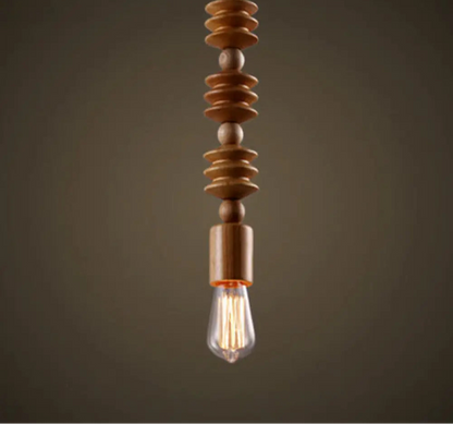 Suspension Bois Design Balustre, Ampoule Apparente