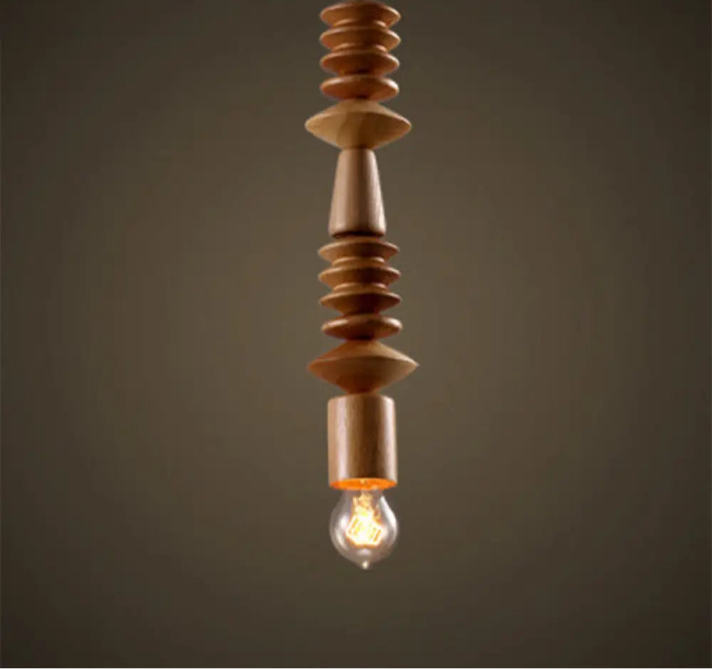 Suspension Bois Design Balustre, Ampoule Apparente