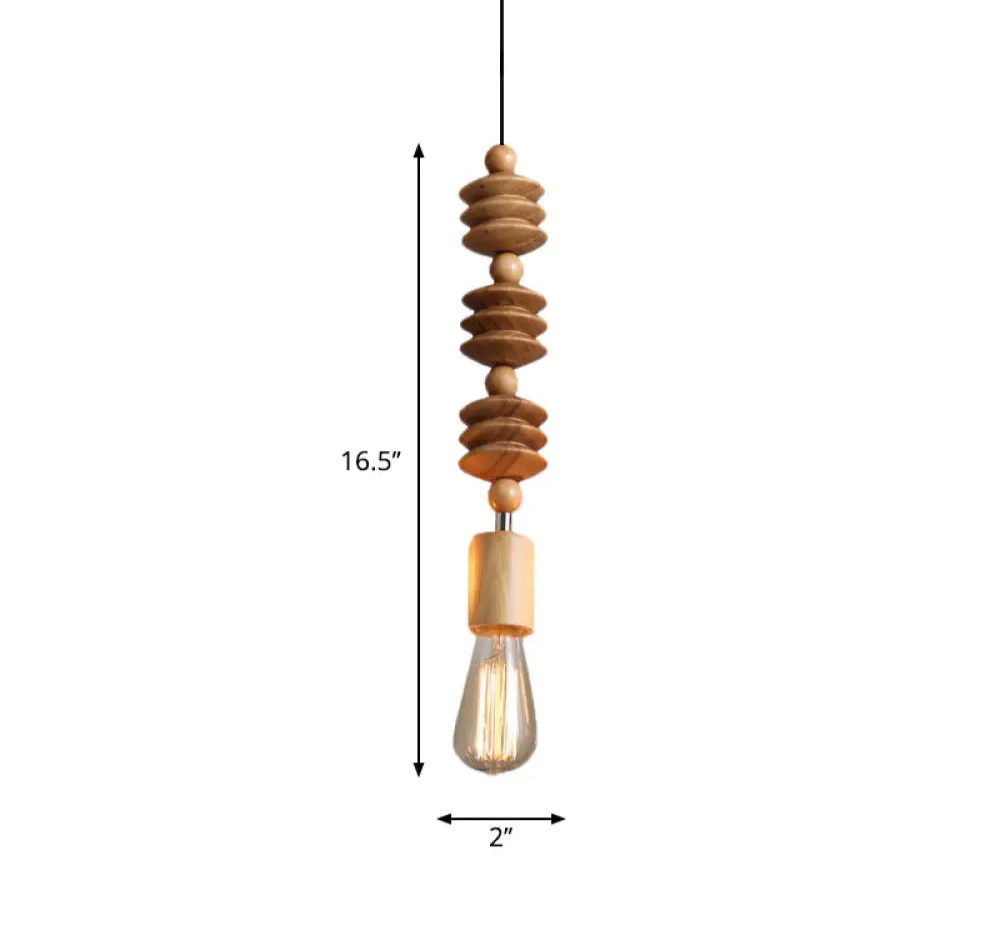 Suspension Bois Design Balustre, Ampoule Apparente