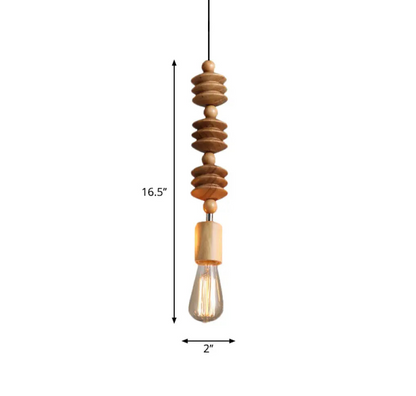 Suspension Bois Design Balustre, Ampoule Apparente