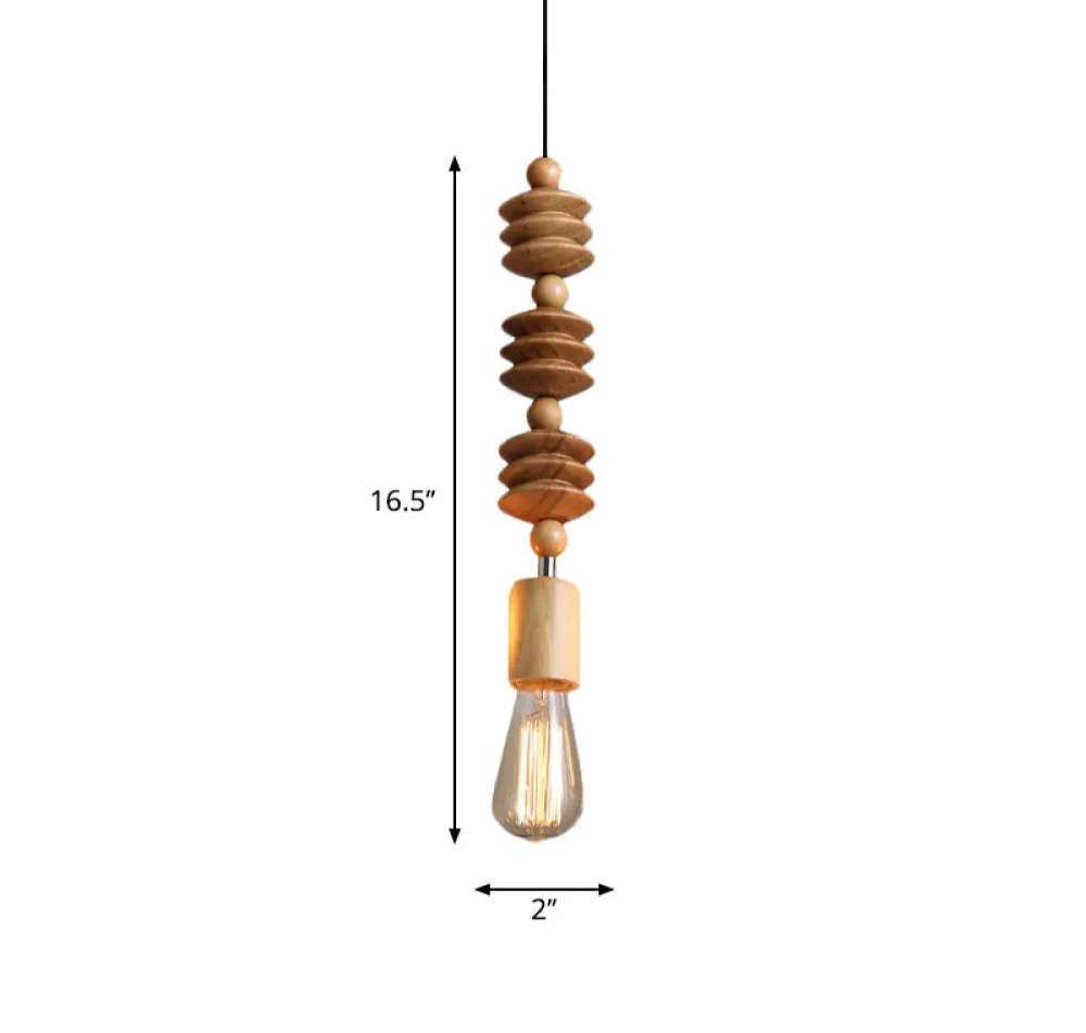 Suspension Bois Design Balustre, Ampoule Apparente