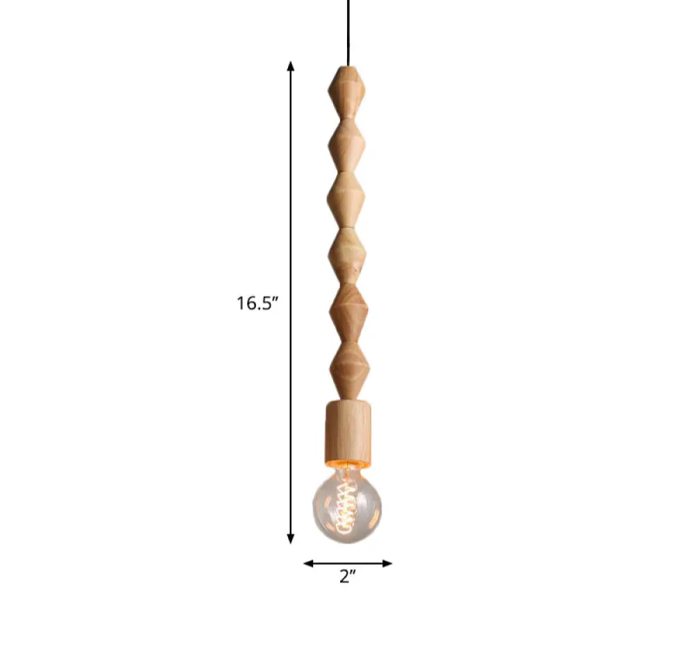 Suspension Bois Design Balustre, Ampoule Apparente