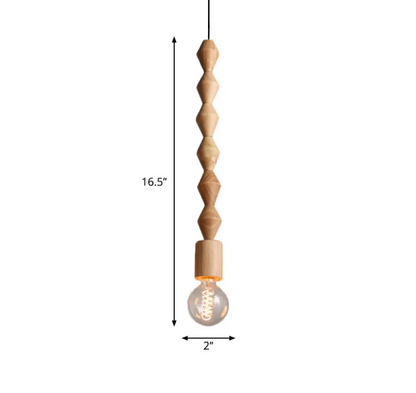 Suspension Bois Design Balustre, Ampoule Apparente