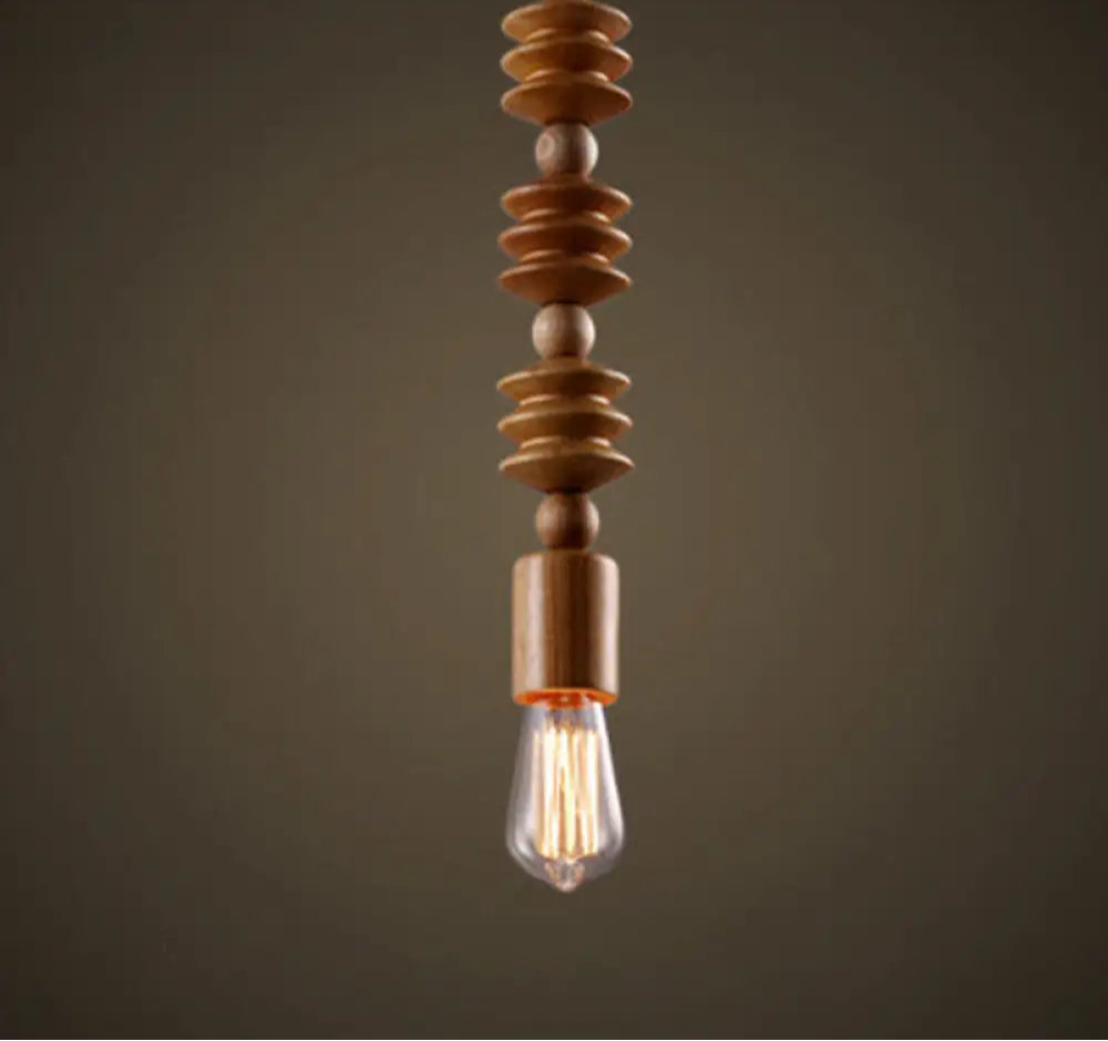 Suspension Bois Design Balustre, Ampoule Apparente