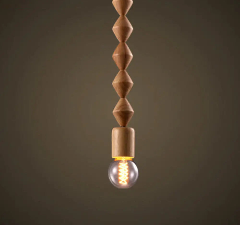 Suspension Bois Design Balustre, Ampoule Apparente
