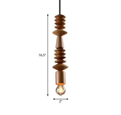 Suspension Bois Design Balustre, Ampoule Apparente