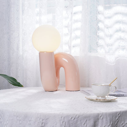 Lampe de Table Design, Verre Opale et Base Spiralée, 40 cm
