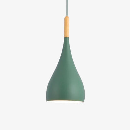 Suspension LED en Métal Coloré et Bâton en Bois Nordic - Élégance Scandinave Moderne