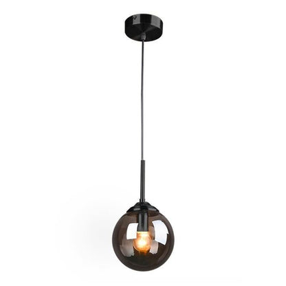 Suspension Boule Verre, Anneau Métal Doré ou Noir