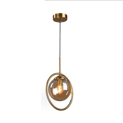 Suspension Boule Verre, Anneau Métal Doré ou Noir