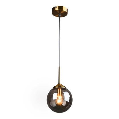 Suspension Boule Verre, Anneau Métal Doré ou Noir