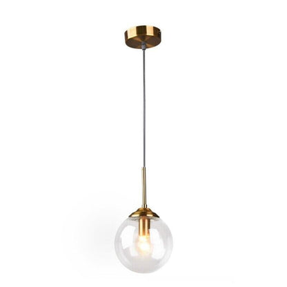 Suspension Boule Verre, Anneau Métal Doré ou Noir
